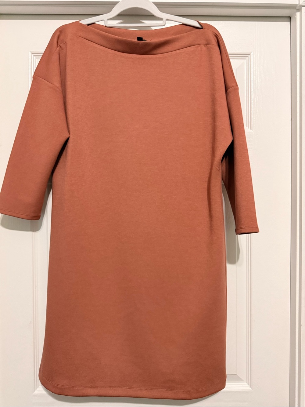 For Cynthia Terra Cotta Boatneck Midi Dress